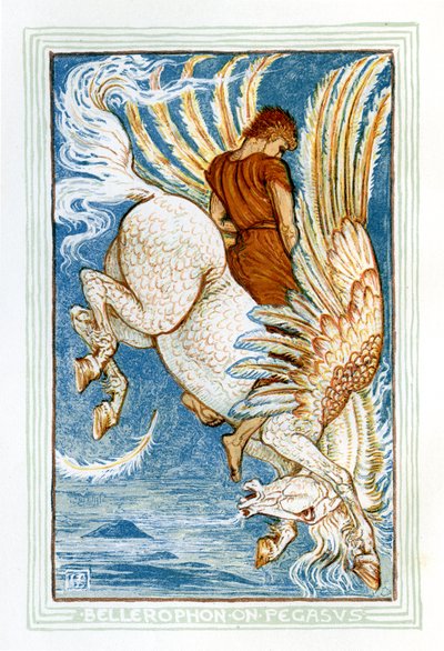 Bellerophon Riding Pegasus by Walter Crane